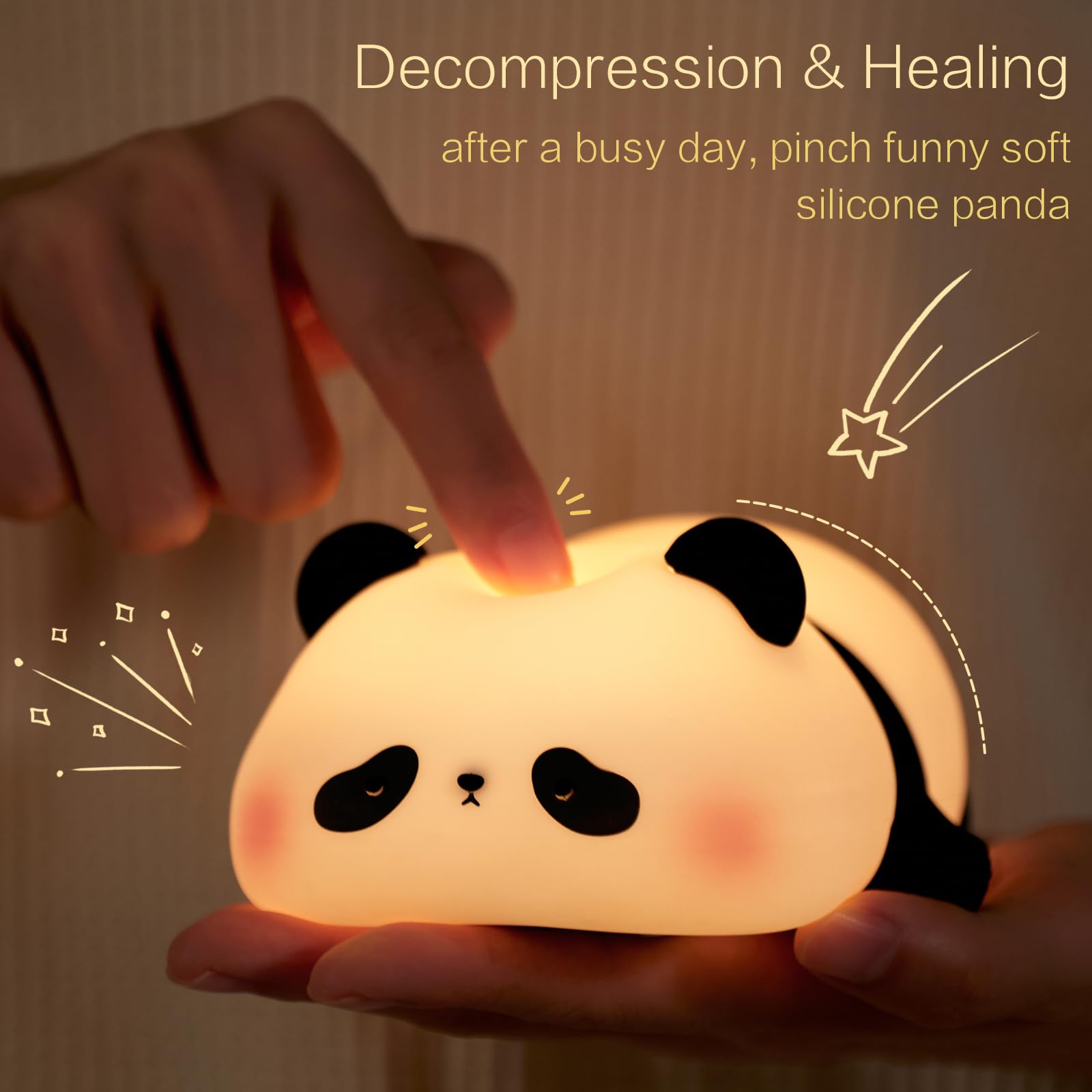 YR YRHH-PET panda night light helps navigate dark hallways at night.