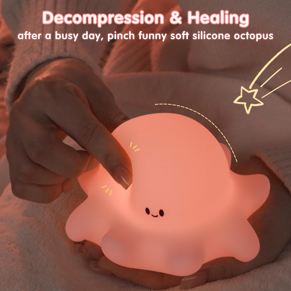 30-minute timer on the YR YRHH-PET pink octopus night light saves energy.
