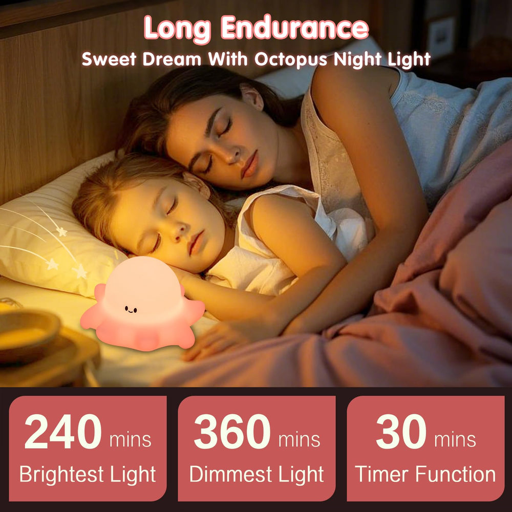 Adjustable brightness on the YR YRHH-PET octopus light for reading and night use.