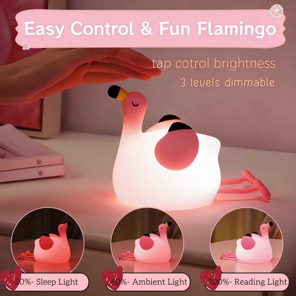 YR YRHH-PET silicone LED Flamingo offers safe, cozy bedside lighting for nurseries.