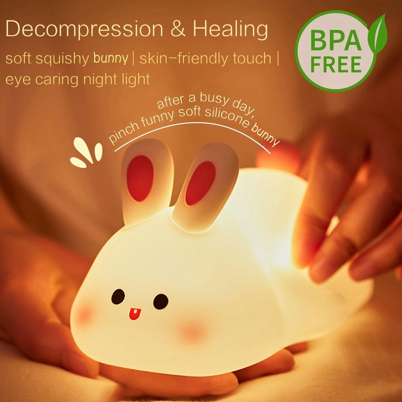 YR YRHH-PET squishy bunny night light dimmed glow for reading
