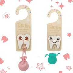 YROJISU tooth fairy door hanger with natural wood finish, ideal for bedtime rituals