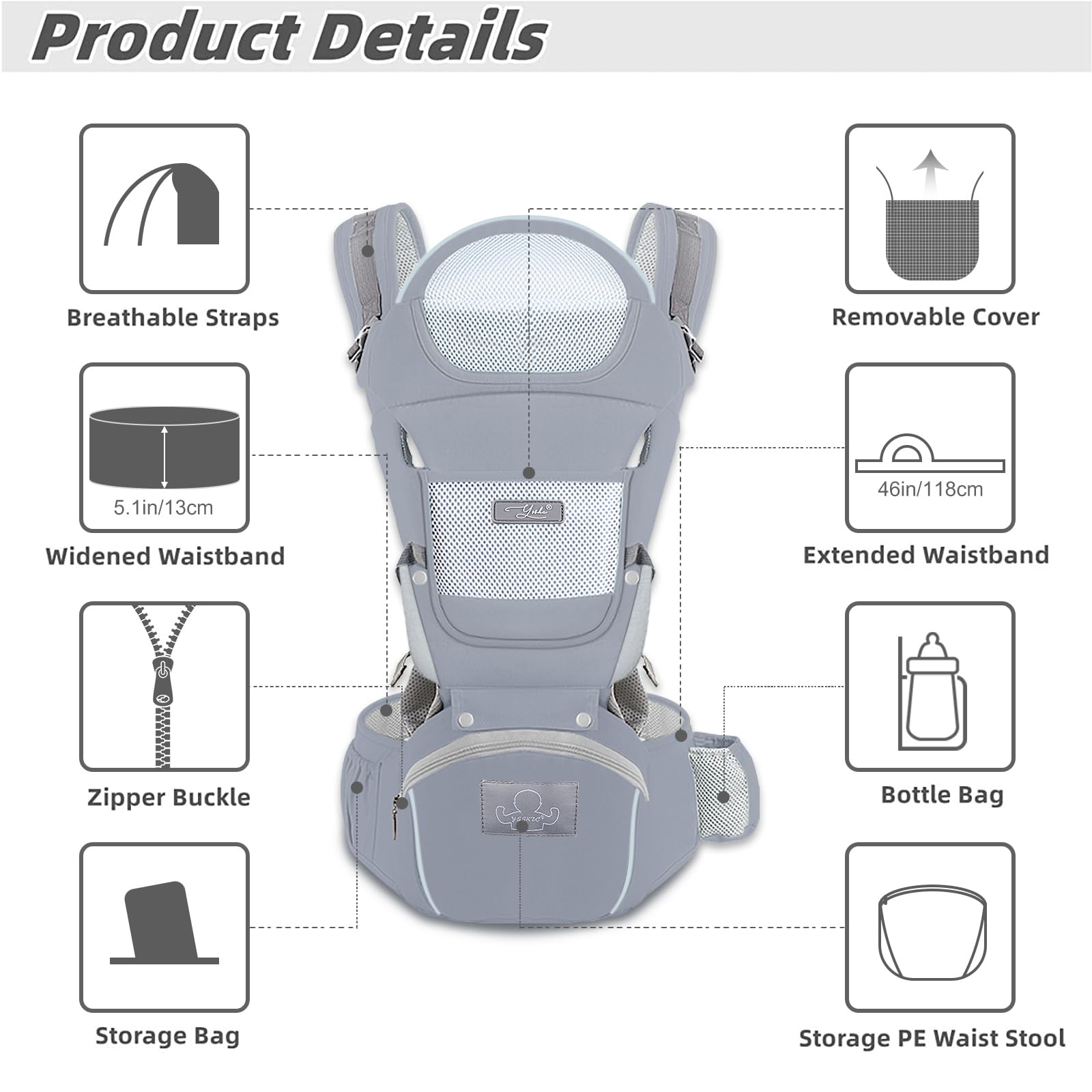 YSSKTC baby carrier with 6-in-1 options for growing infants