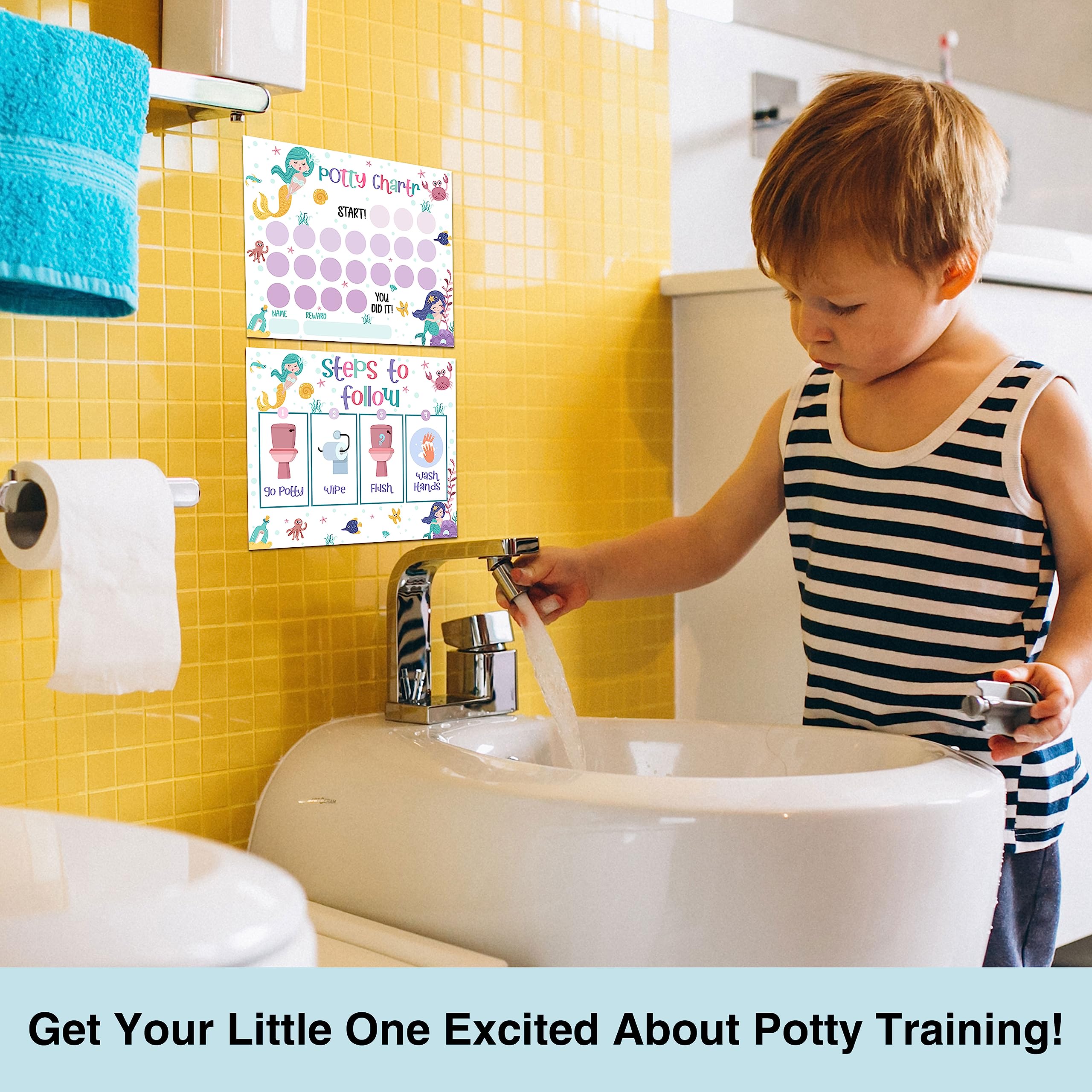 YSTEP Mermaid routine card guides toddlers through potty steps clearly.