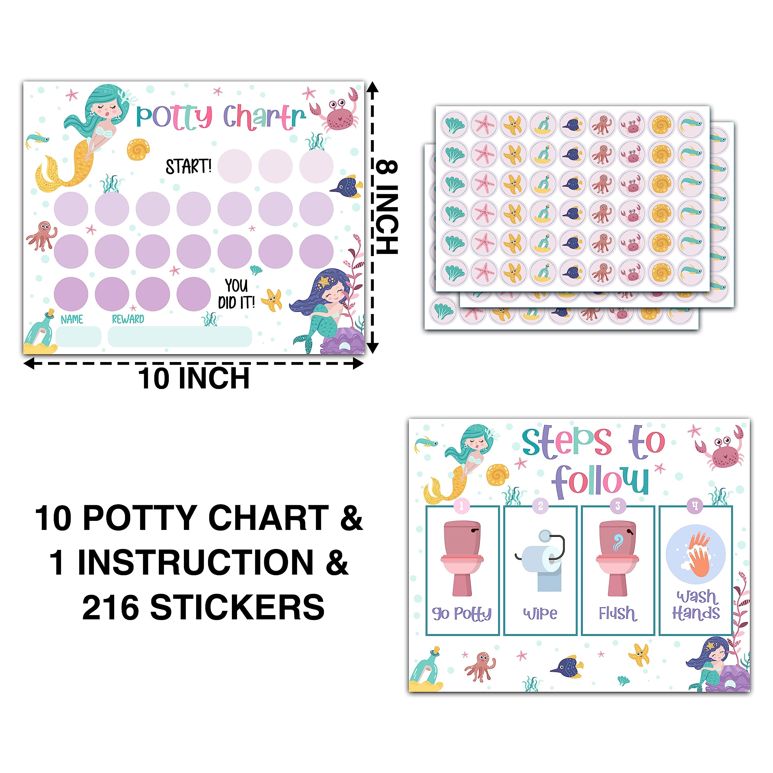 YSTEP Mermaid 216 round stickers boost motivation during potty training.
