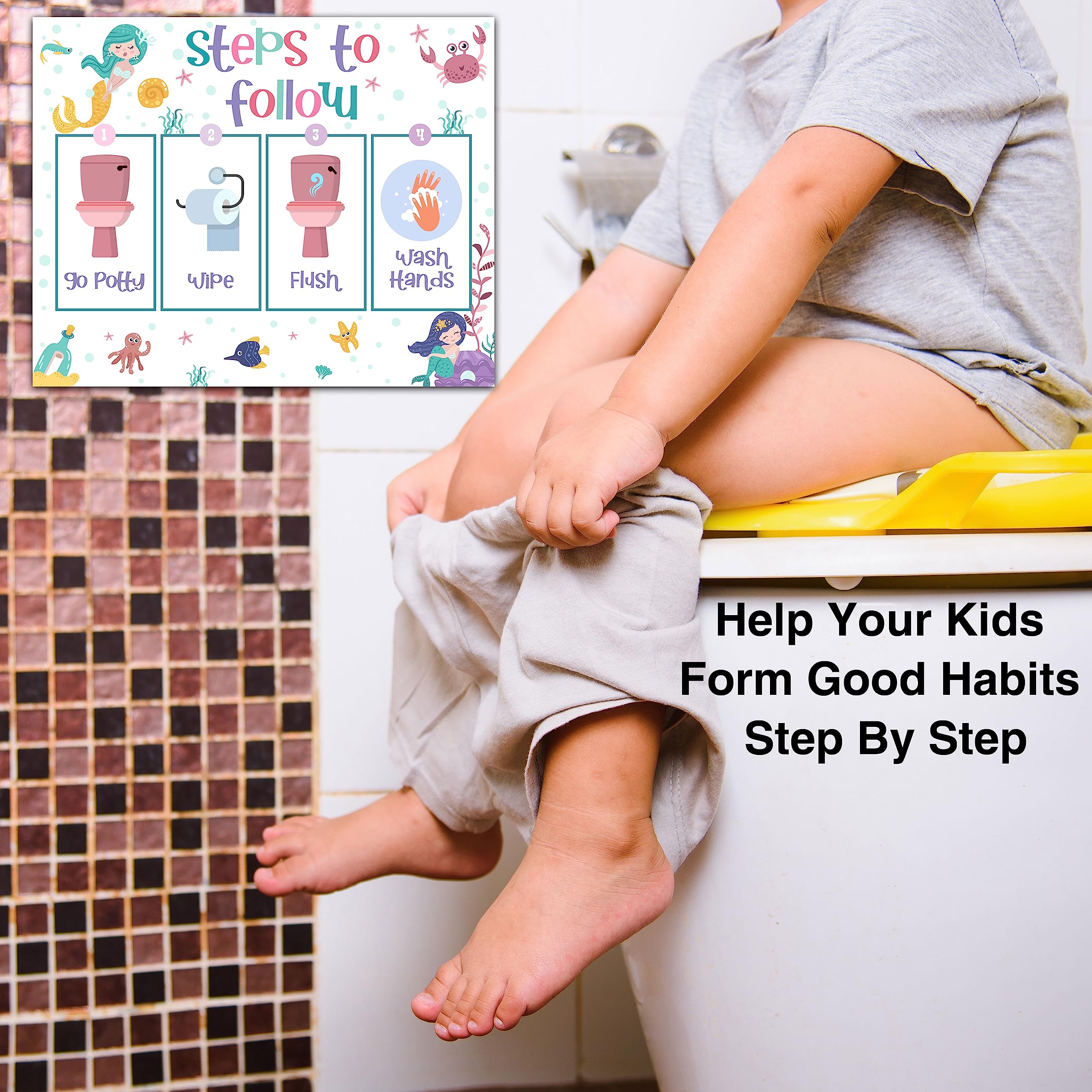 YSTEP Mermaid visual step cards support consistent potty routines.