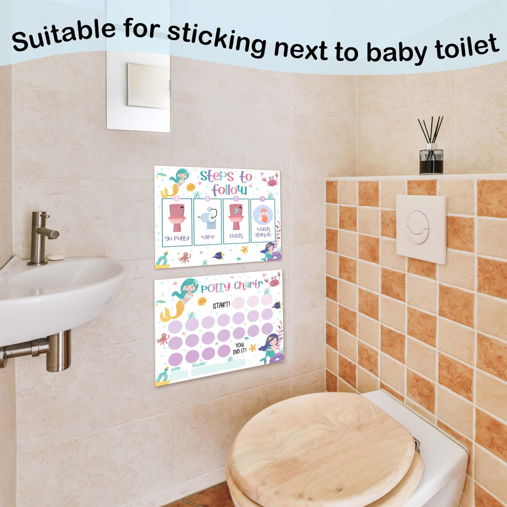 YSTEP Mermaid bathroom visuals help kids learn steps and stay engaged.