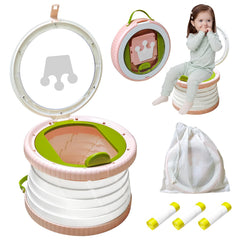 Yszawmx portable potty folded for travel, compact for quick stowage.