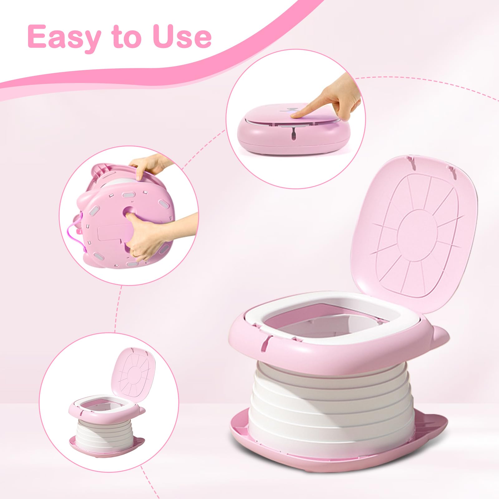 Yszawmx pink potty close-up highlights ABS material safety and easy cleaning.