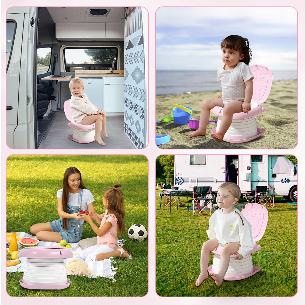 Yszawmx pink portable potty designed for camping, car travel, and outdoor adventures.