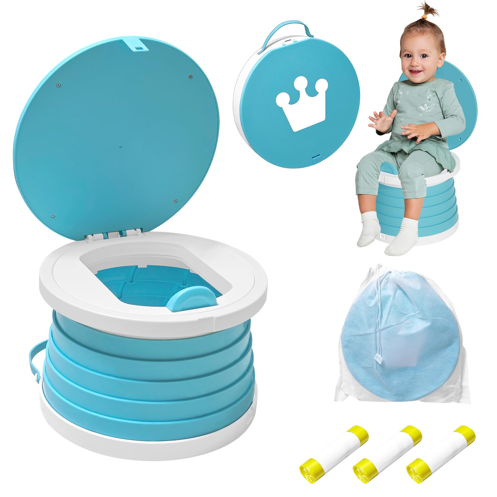Yszawmx portable potty folded for travel, compact and easy to store.