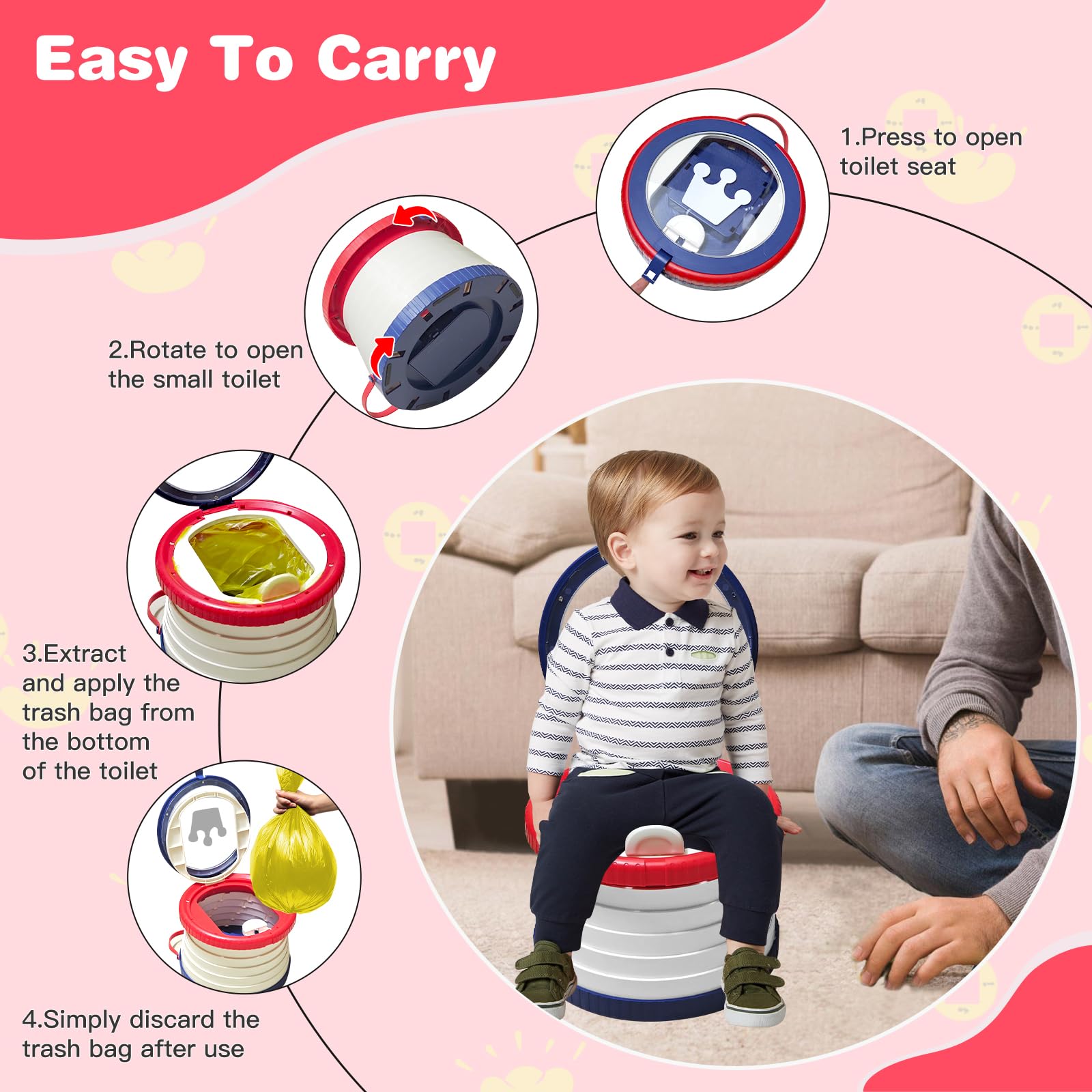 Yszawmx portable potty with two-stage design for fast use.