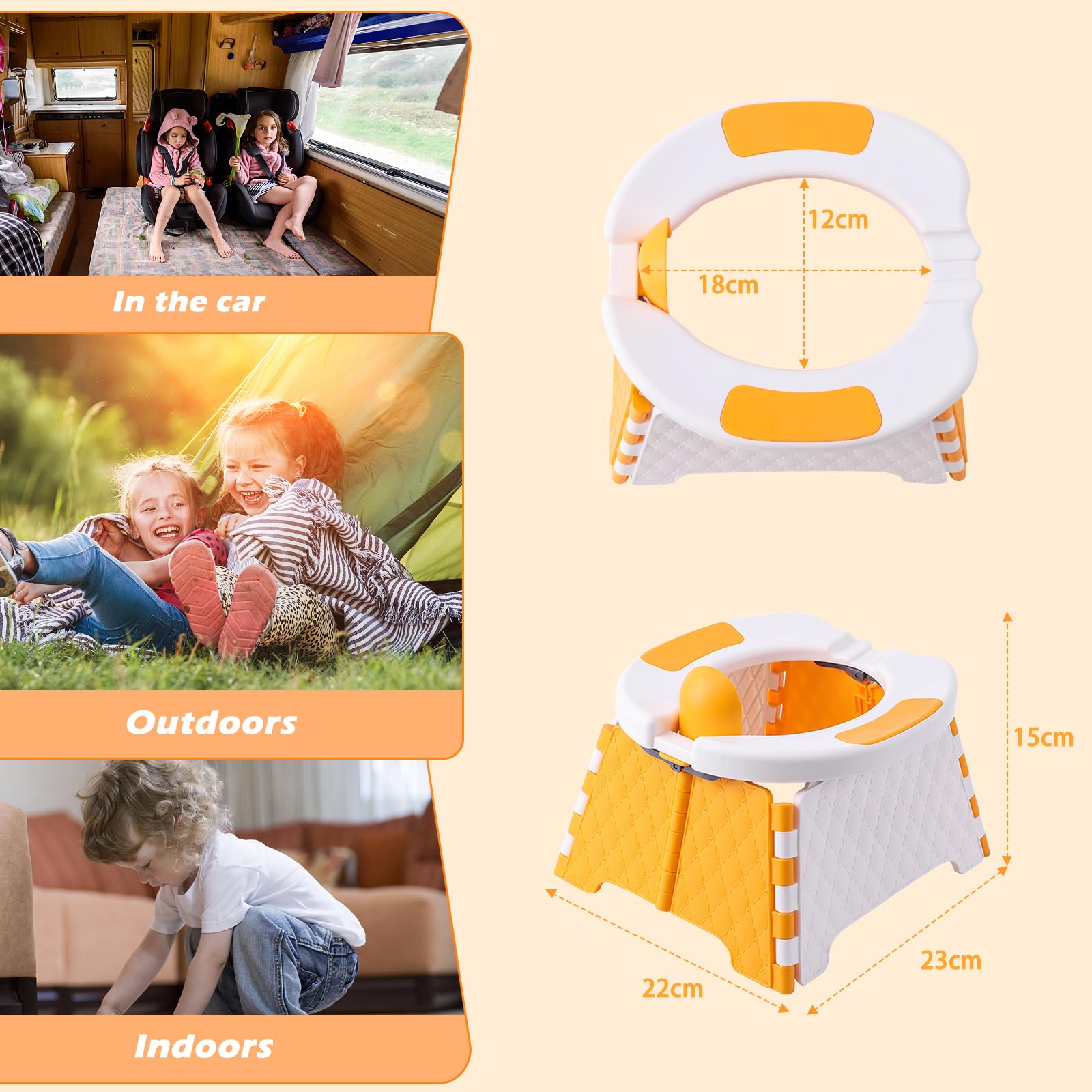 Yszawmx potty orange used outdoors for quick, hygienic bathroom breaks.