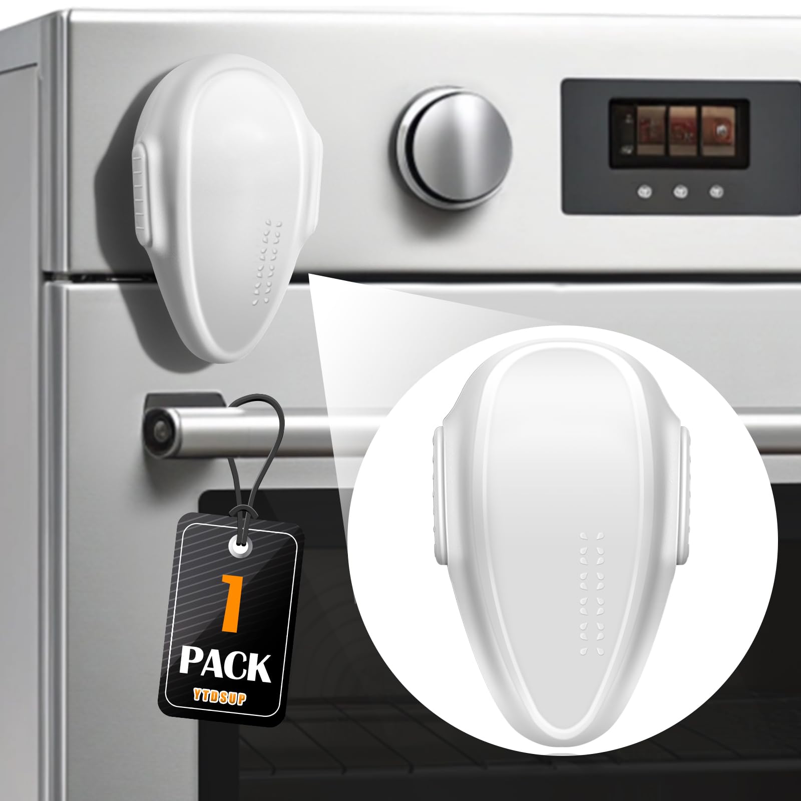 YTDSUP oven lock front view highlights heat-resistant design for safe handling.