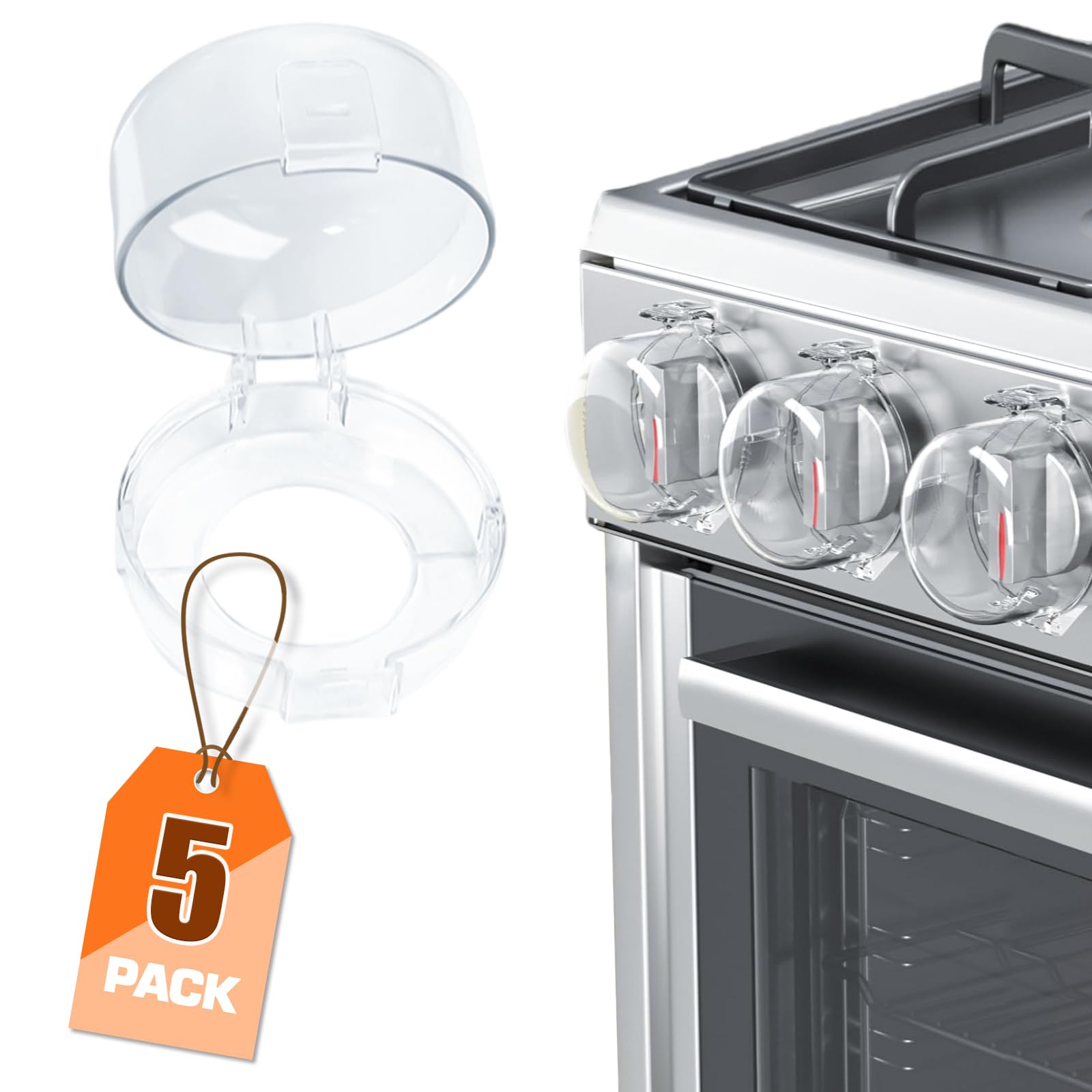 YTDSUP 5-pack stove knob covers with clear view for kid-safe cooking.