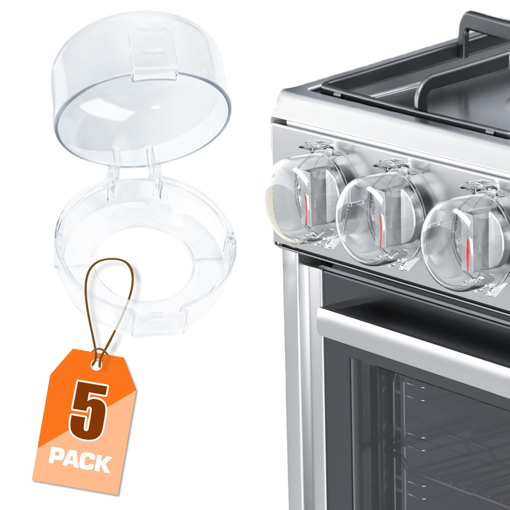 YTDSUP 5-pack stove knob covers with clear view for kid-safe cooking.