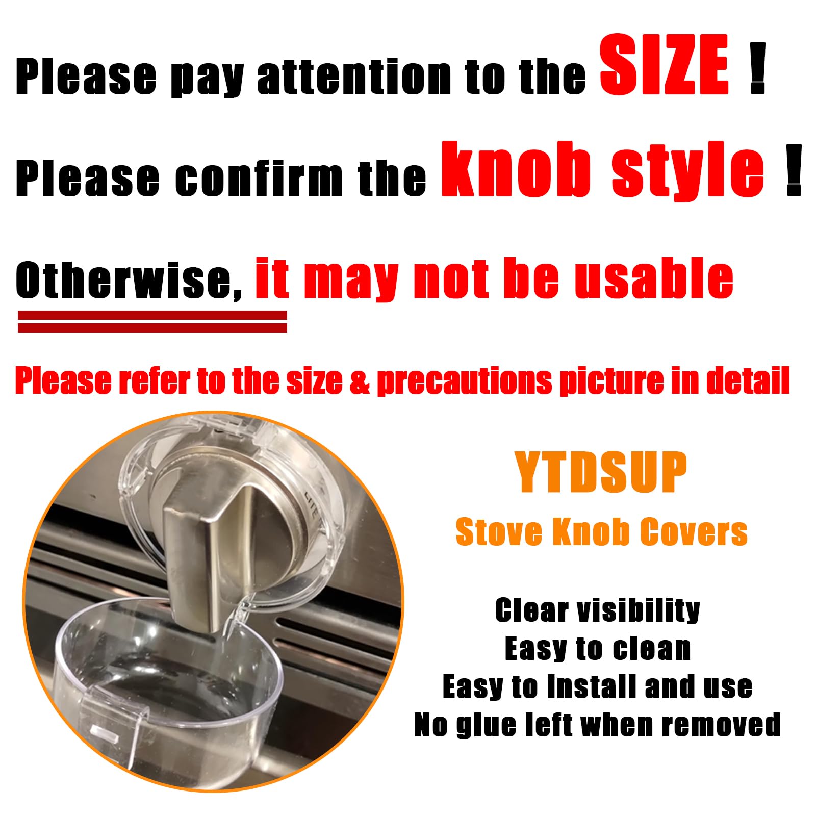 YTDSUP heat-resistant knob covers fit gas stove knobs securely.