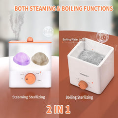 YTYOMUR steam mode function illustration promoting quick sanitizing sessions at home.