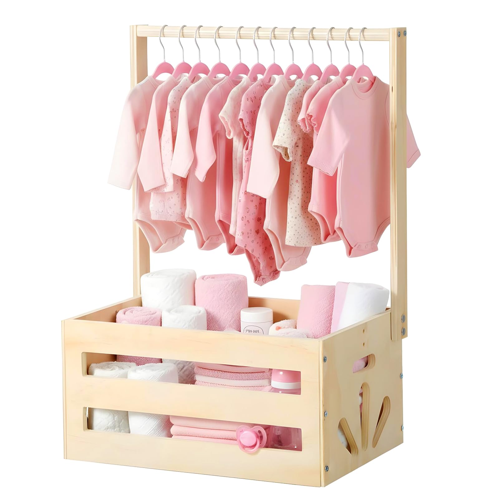 Yuanan wooden baby shower crate closet assembled view highlights sturdy storage.