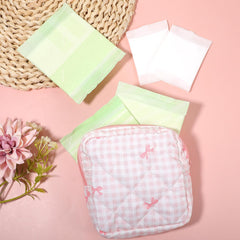 Yuanchu period bag pink spacious interior fits pads and tampons neatly.