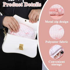 Yuanchu period bag pink zipper closure protects contents securely.