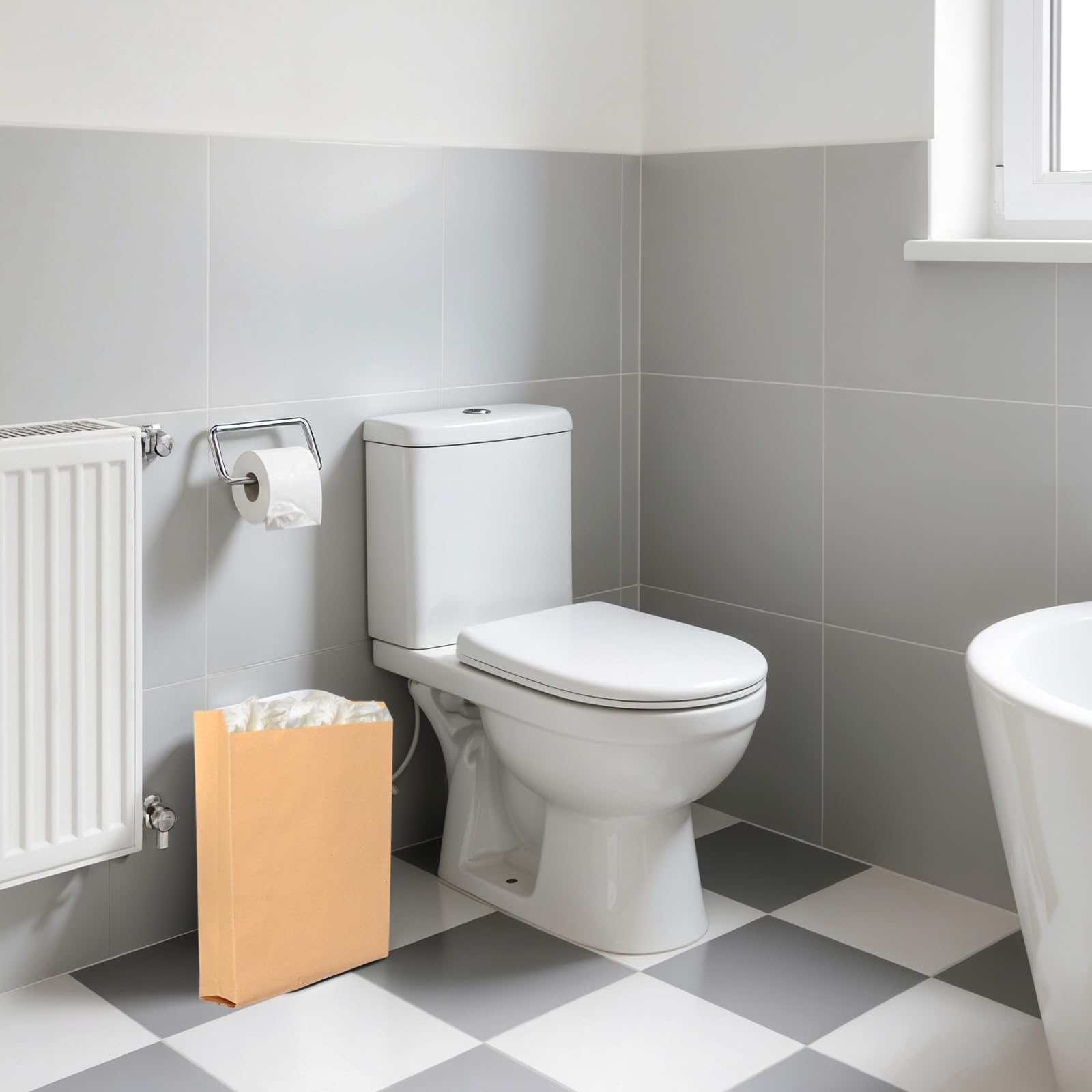 Yuanan brown disposal bags demonstrate discreet storage in shared restrooms.