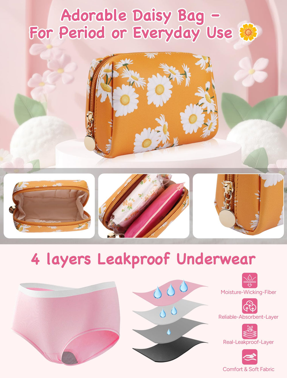 YuanYue pink leak-proof panty provides all-day protection and confidence.
