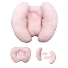 Yufiova banana-shape travel pillow pink provides stable baby head support.