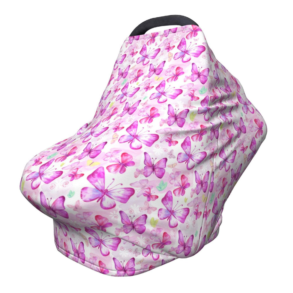 YUGUSNCH Butterfly car seat cover, front view, breathable fabric for baby comfort.
