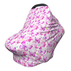 YUGUSNCH Butterfly car seat cover, front view, breathable fabric for baby comfort.