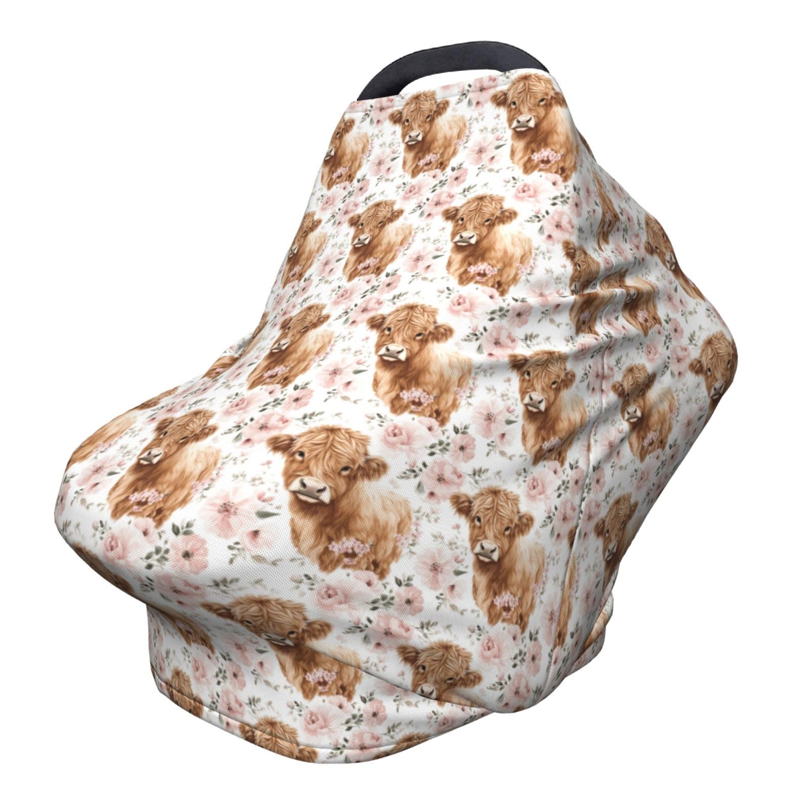 YUGUSNCH Highland Cow car seat cover in use with breathable two-layer fabric for privacy and comfort.