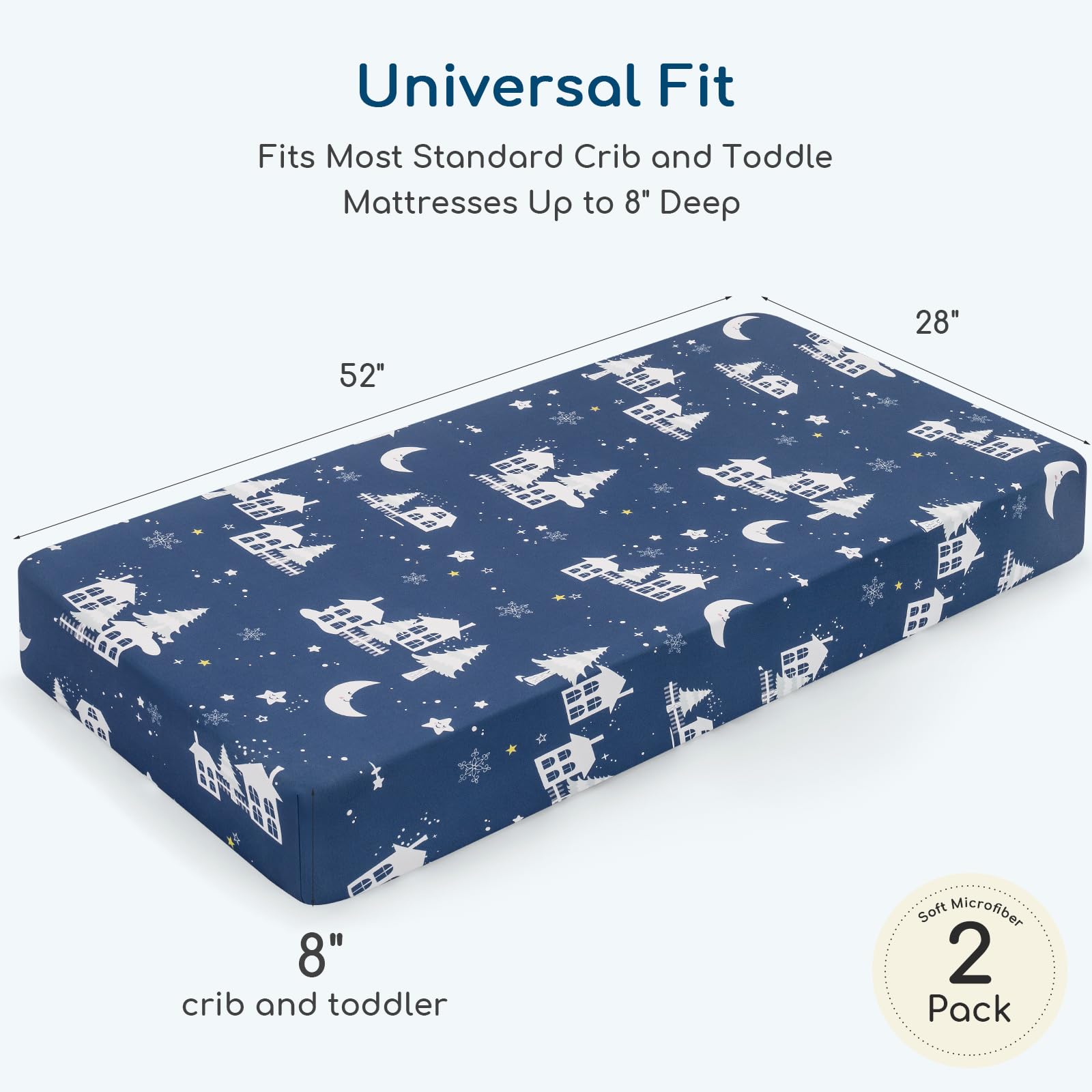 Yukkidds 360°, 8-inch pocket fit secures standard crib mattresses.