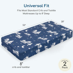 Yukkidds 360°, 8-inch pocket fit secures standard crib mattresses.