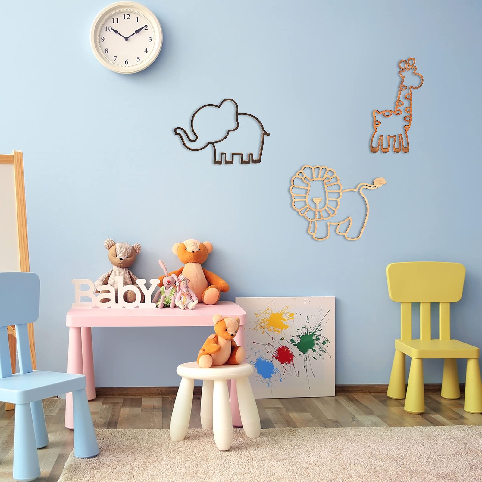 Yulejo safari wall decor hippo panel, sturdy wooden design.