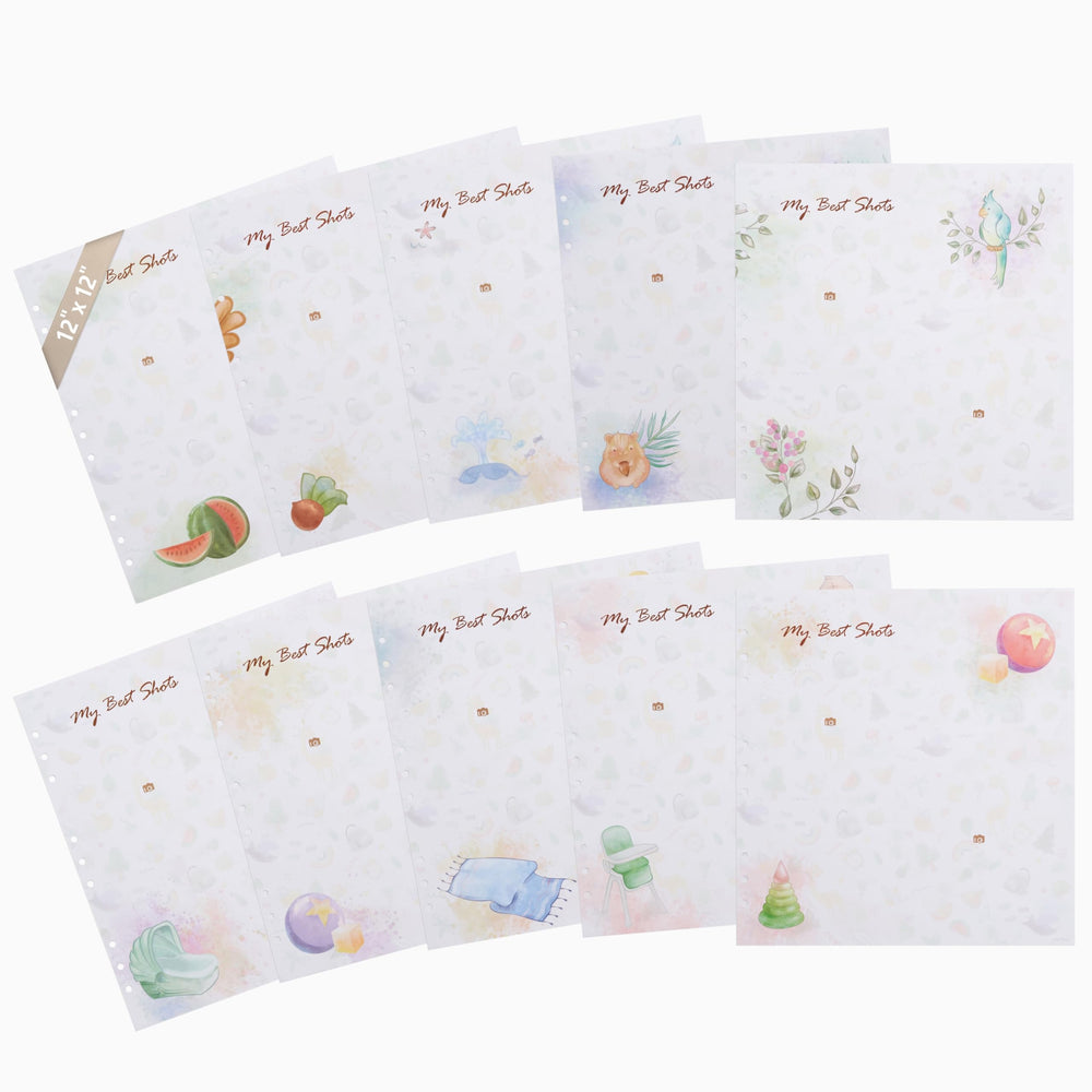 Yulka Crafts baby memory book extra pages with animal characters for playful keepsakes.