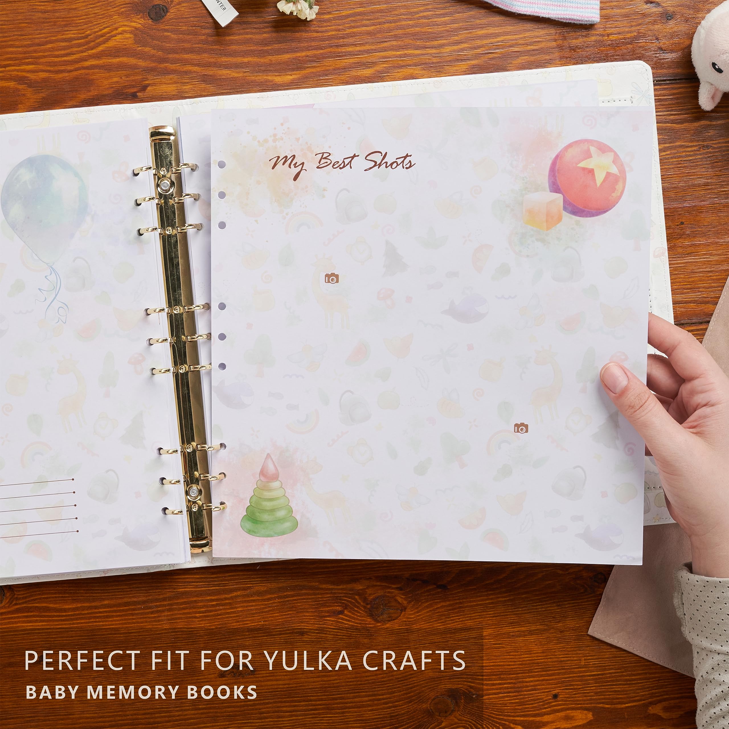 Yulka Crafts thick, high-quality paper supports clear photo memory pages.