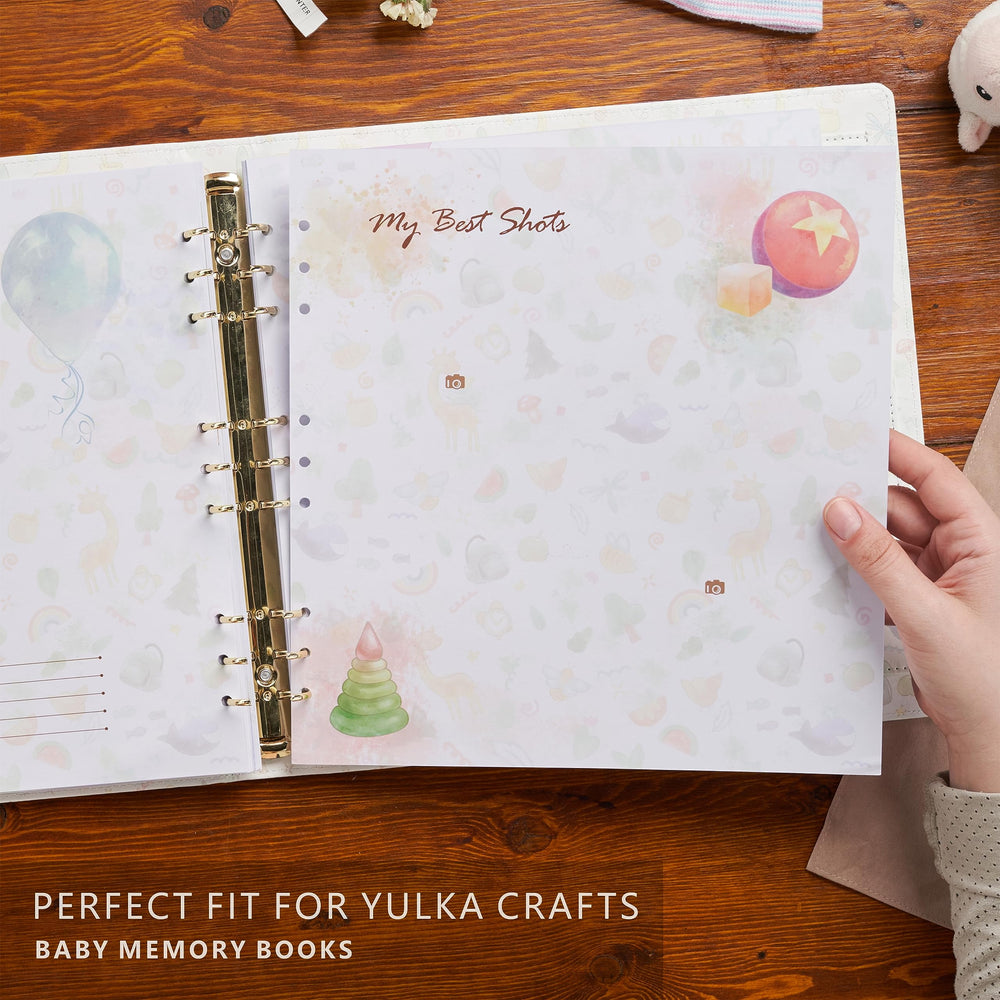 Yulka Crafts thick, high-quality paper supports clear photo memory pages.