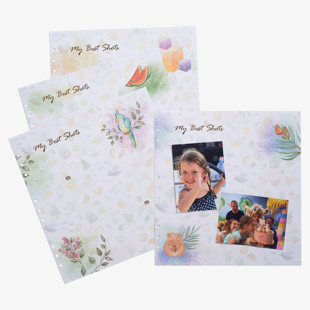 Yulka Crafts writing sheets designed for easy journaling beside photos.