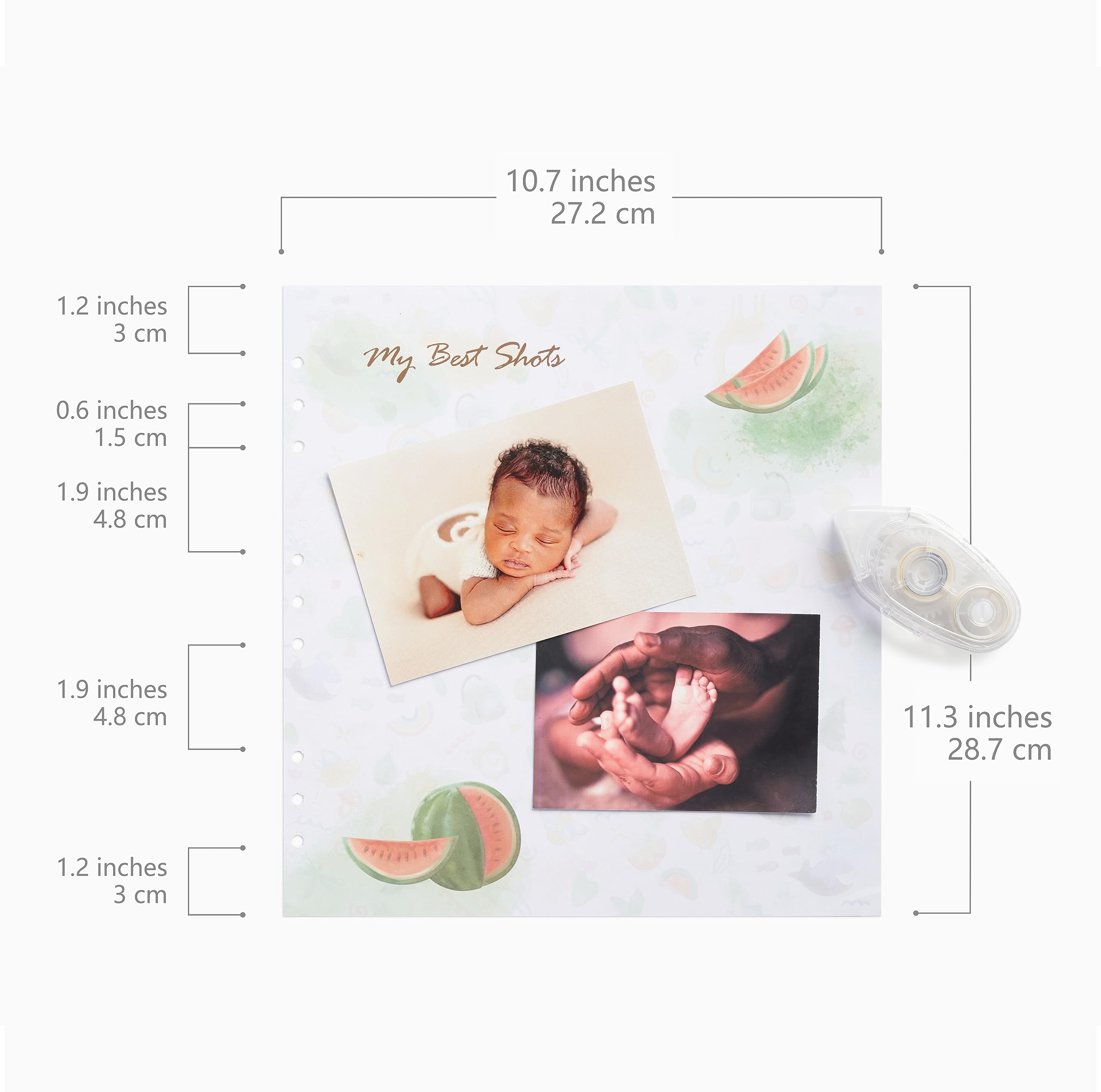 Yulka Crafts gender-neutral pages for any photo size and orientation.