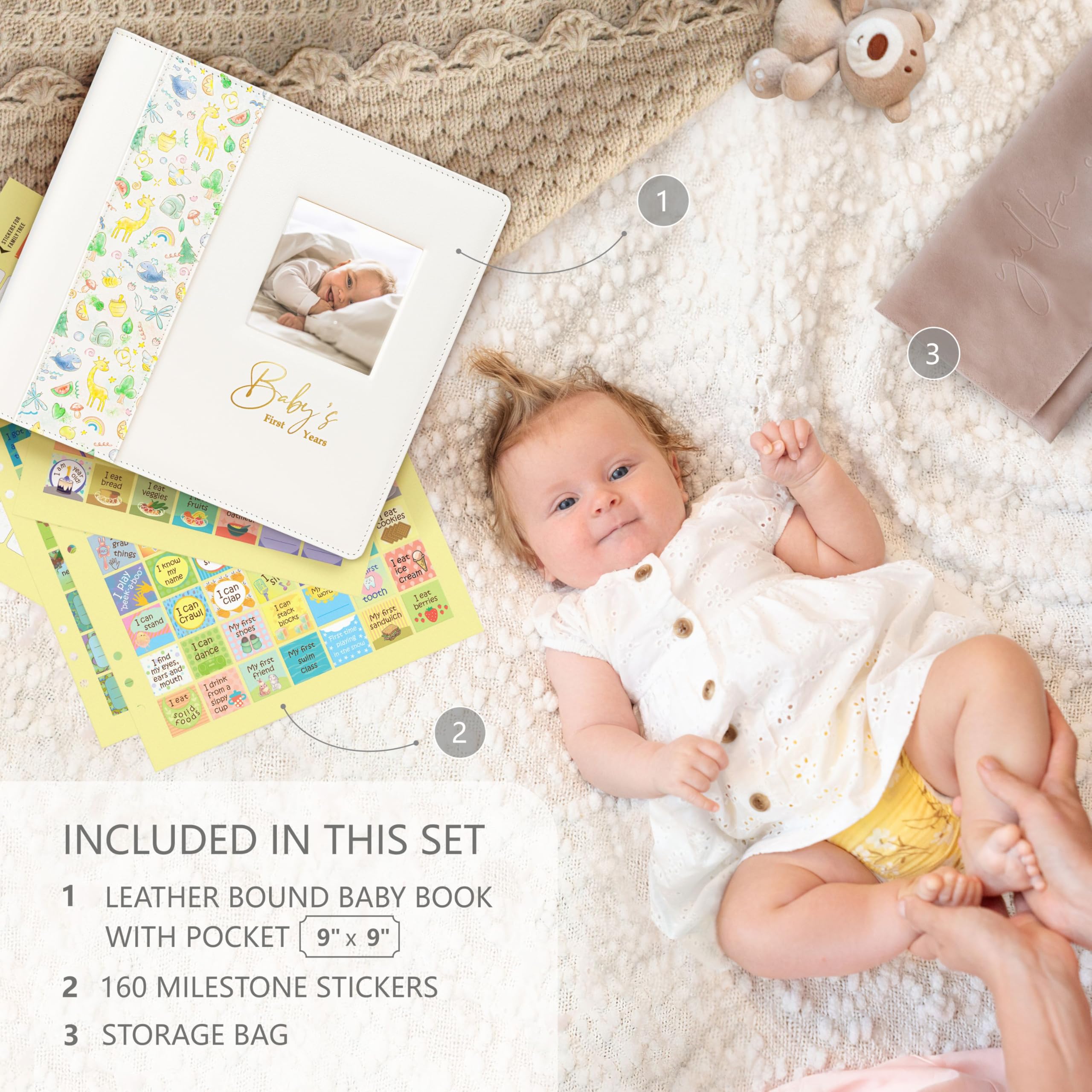Yulka Crafts Keepsake Baby Memory Book rings illustrate expandable pages for memories