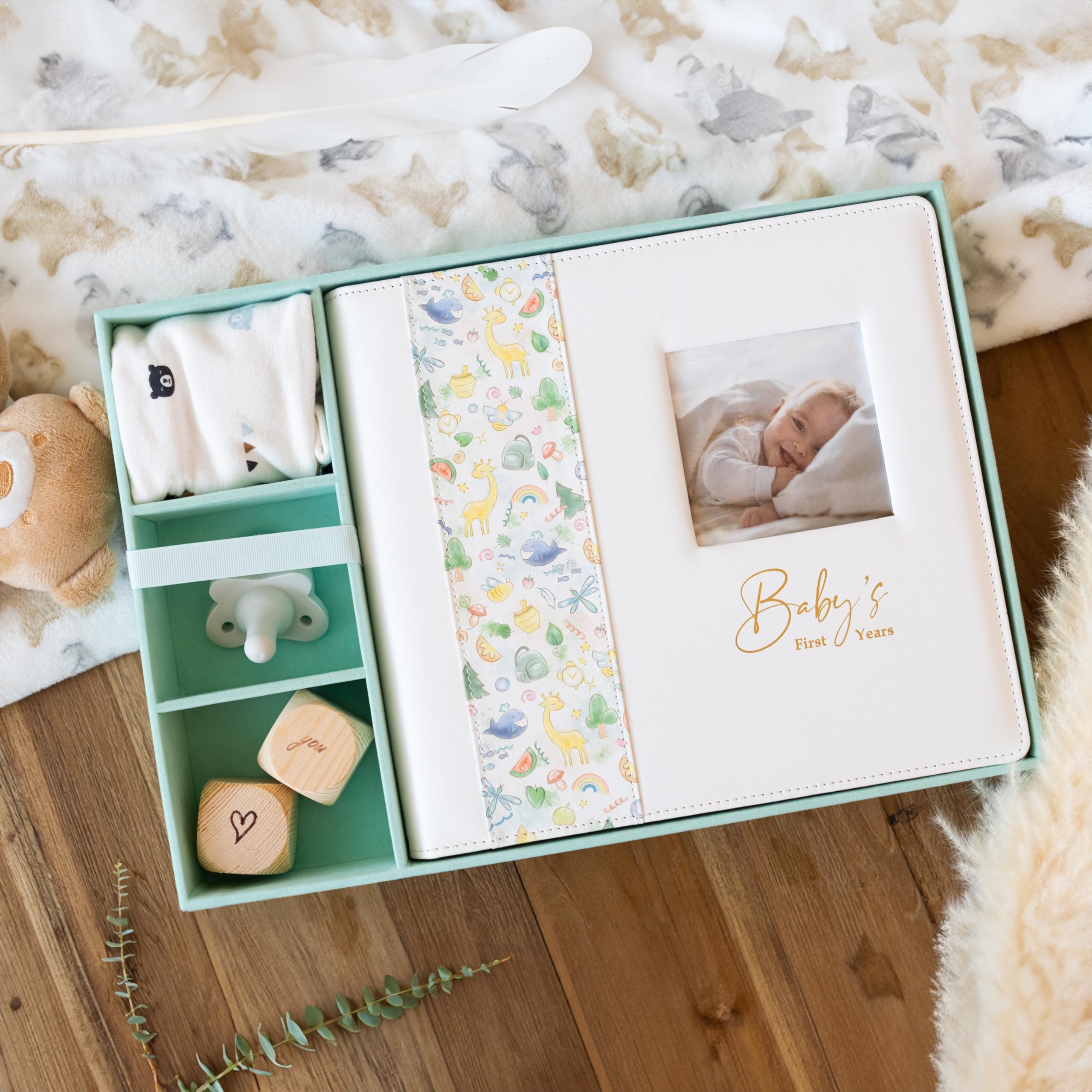 Yulka Crafts keepsake box and memory book pair for a thoughtful baby gift.