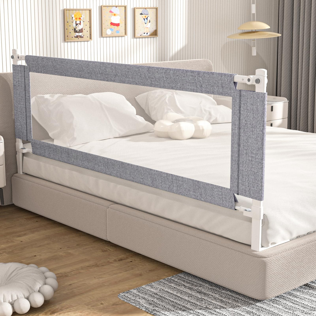 Yulongtengfei bed rail guard 39-inch provides a snug, secure barrier for toddlers.