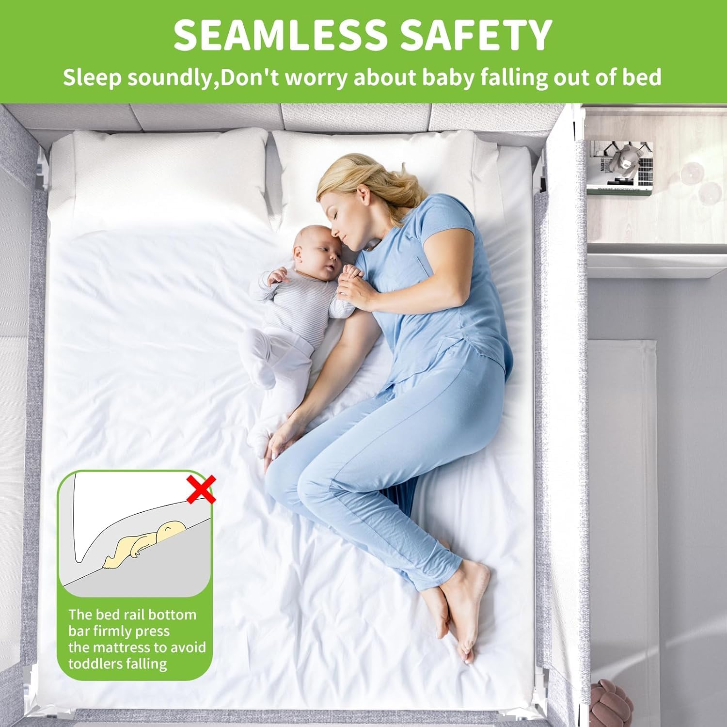 Yulongtengfei bed rail guard 78-4-inch ideal for queen and king beds with a secure fit.