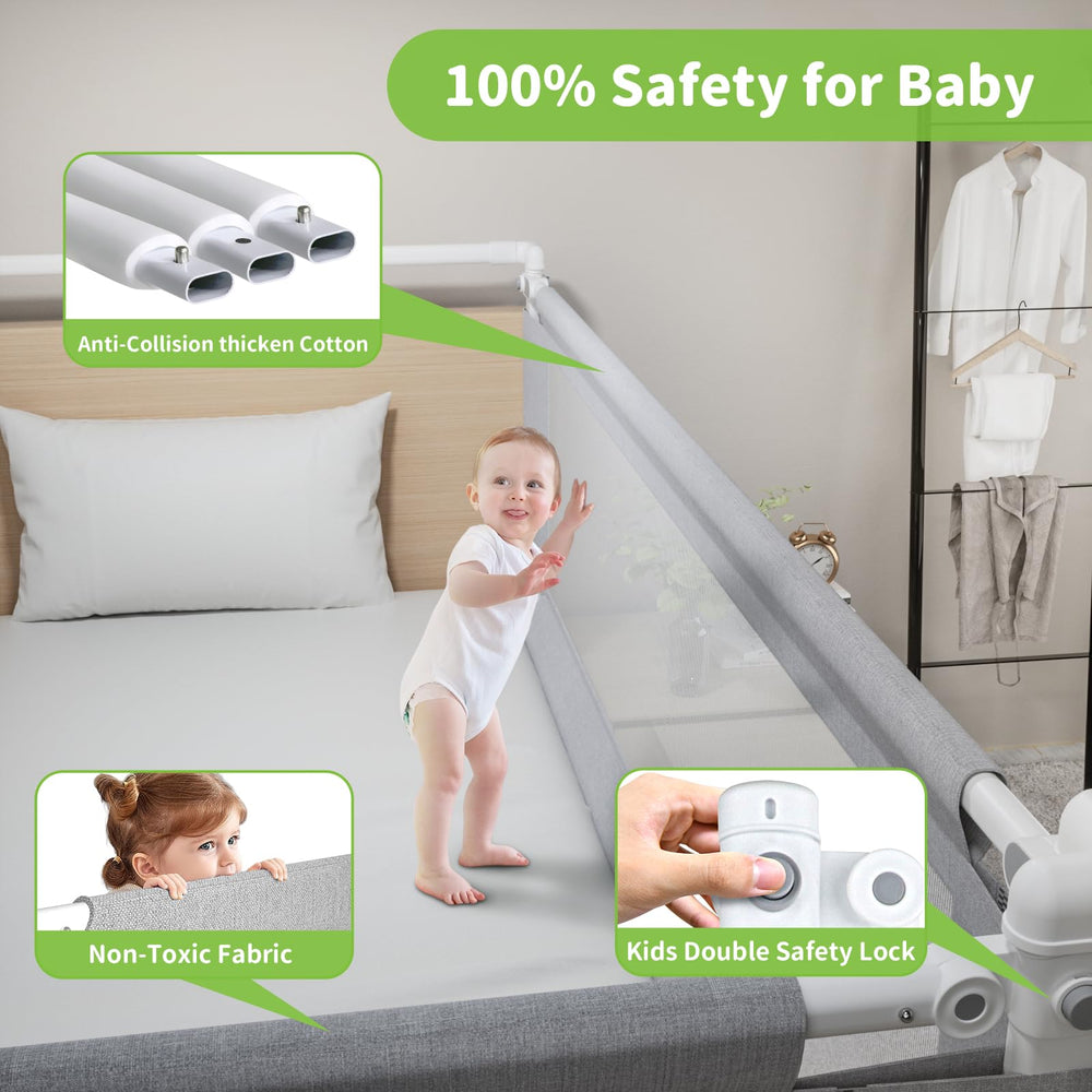 Yulongtengfei king-size fit maximizes safety on large beds.
