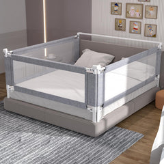 Yulongtengfei queen bed rail guard — front view for secure toddler sleep.