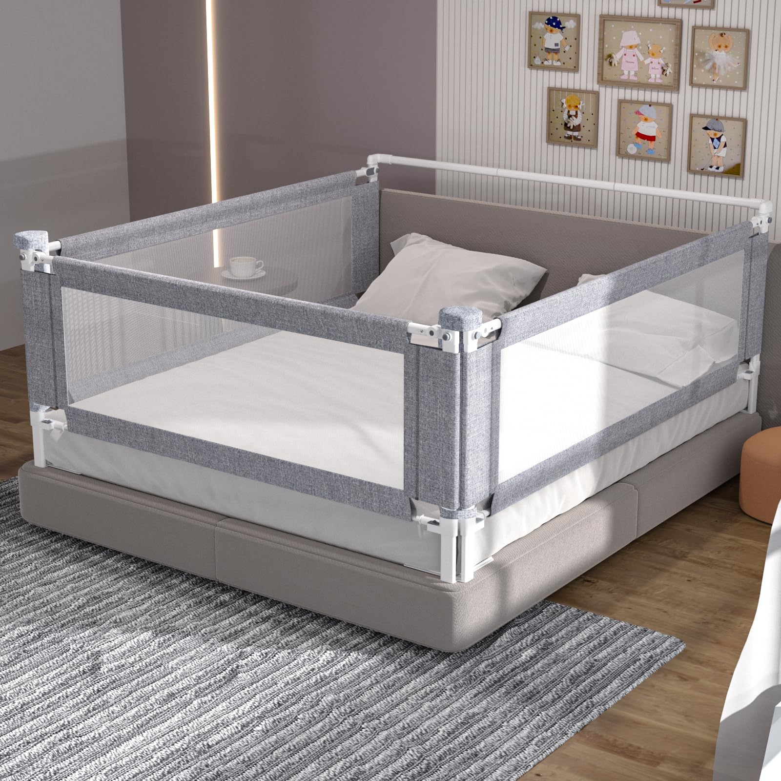 Yulongtengfei twin bed rail side view showing secure edge for toddlers.