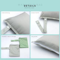 YULUONAPS wet bag with snap handle attached to stroller for hands-free use.