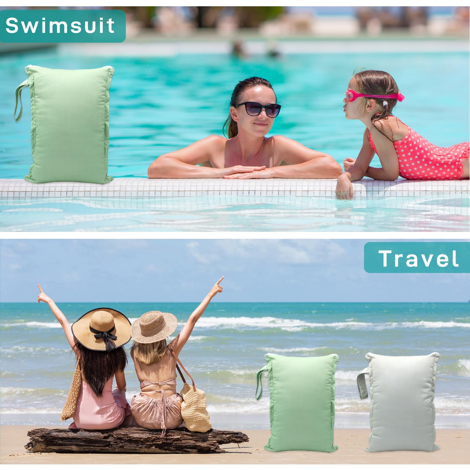 YULUONAPS wet bag folded neatly, ideal travel companion in luggage.
