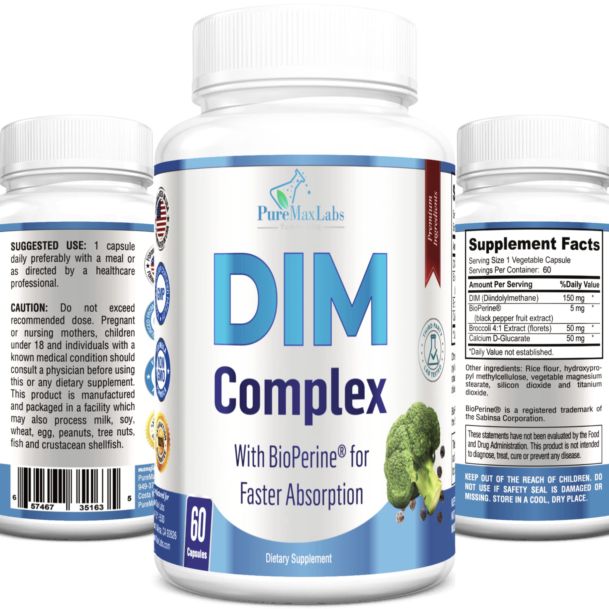 YUMMYVITE DIM bottle closeup showing capsules for convenient daily balance.