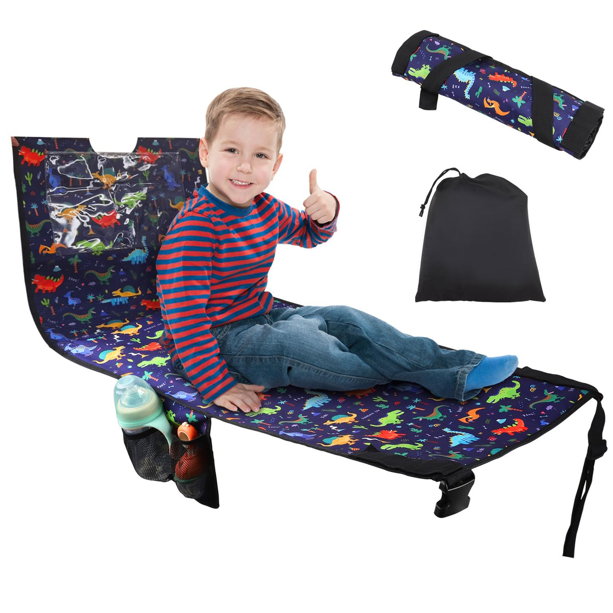 YUMTIM Kids airplane seat extender folded in its storage bag